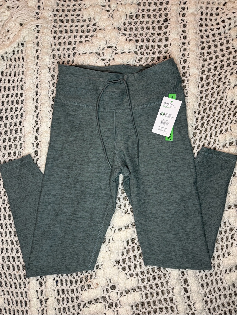Athletic Works Heathered Green-Gray Drawstring Leggings
